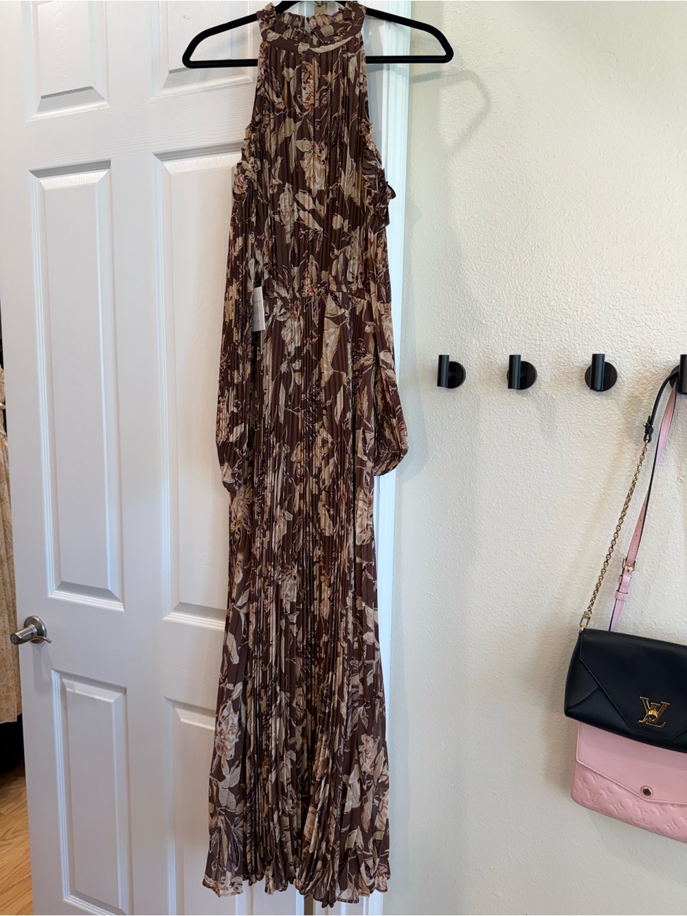 Petal & Pup Brown and Cream Floral Halter Maxi Dress
